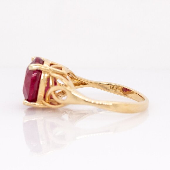 7.7cts Madagascar Ruby Ring in 14K Solid Gold | Round Shape 11mm - Picture 8 of 8